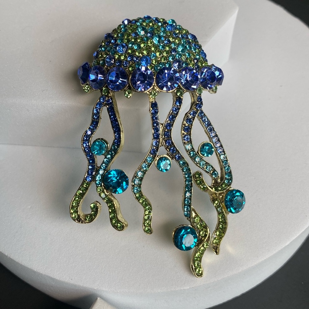 NEW Jellyfish brooch pin Blue & green